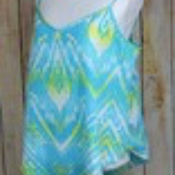 Inc Handkerchief Hem Tank Top Feather Arrow Print Sleeveless Blue Size 6 NWT - Picture 3 of 6
